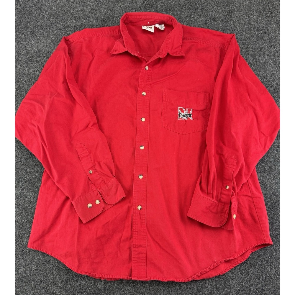 Vintage Nebraska Cornhuskers Button Up Shirt Red Oak Twill‎ Embroidered XXL